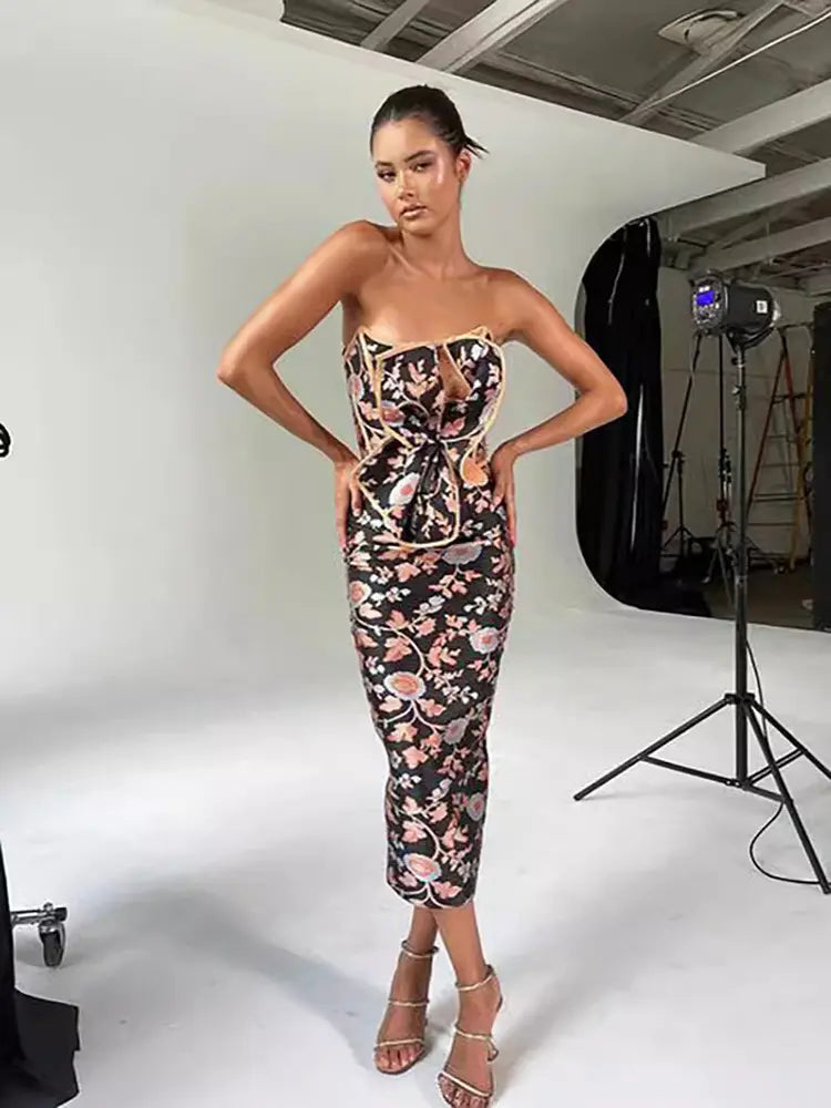 Chic Strapless Backless Tie-Back Dress Newgew Dresses