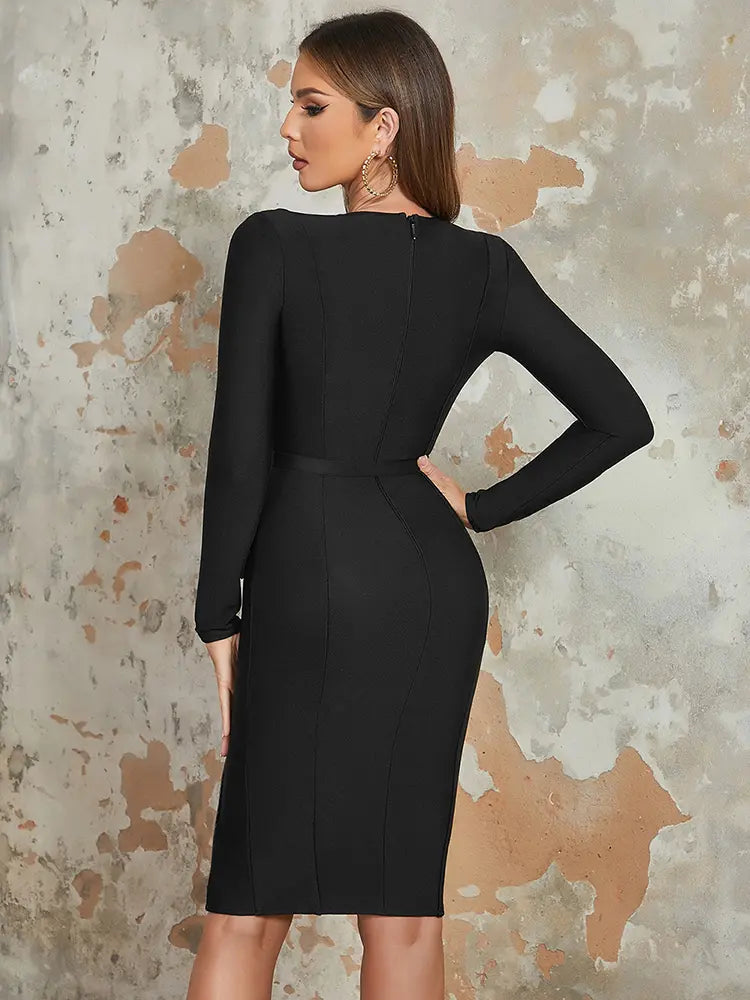 V-Neck Front Slit Dress Newgew Dresses