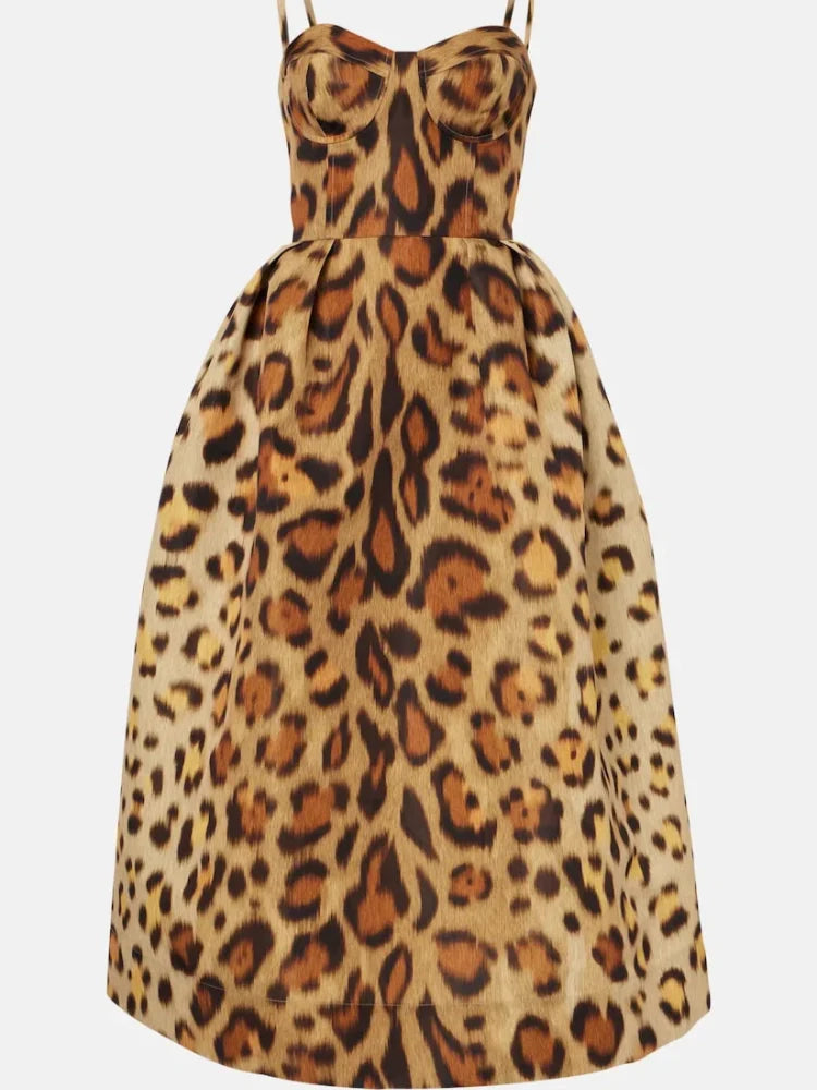 Animal-Print Bustier Midi Dress Newgew Dresses