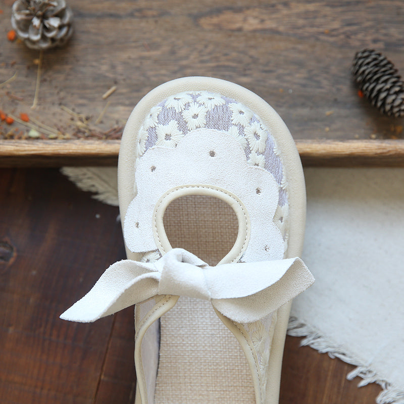 Women Retro Casual Mesh Cotton Linen Slides Newgew Shoes