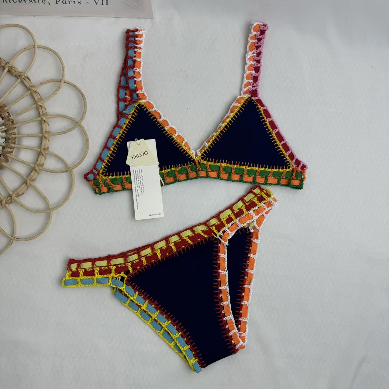 Two-Piece Colorful Bikini With Contrast Trim PinTow