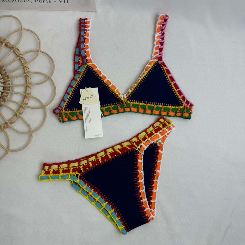 Two-Piece Colorful Bikini With Contrast Trim PinTow