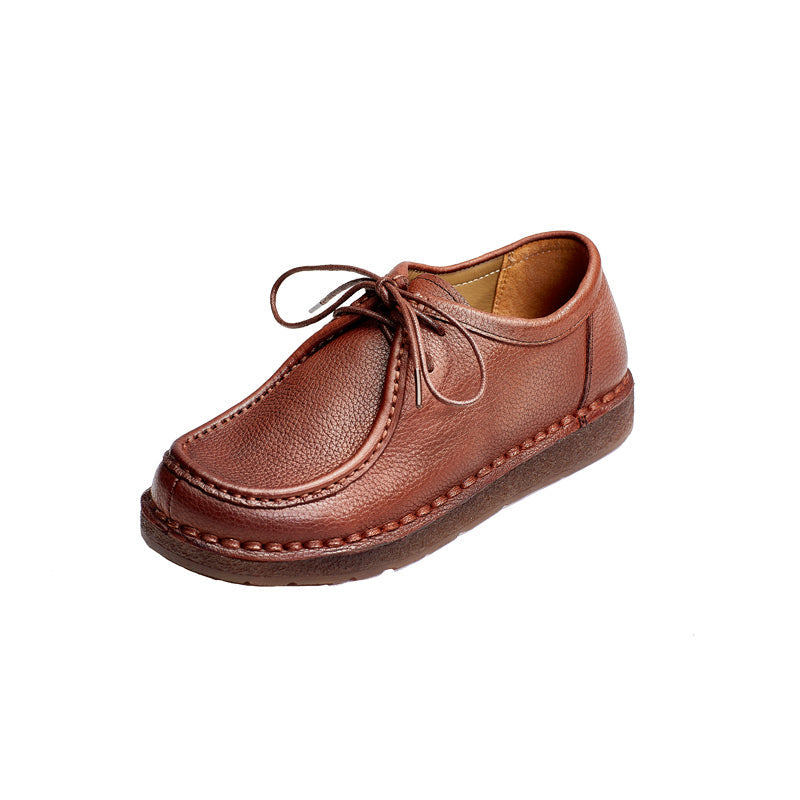 Women Retro Minimalist Leather Flat Casual Shoes Newgew Shoes
