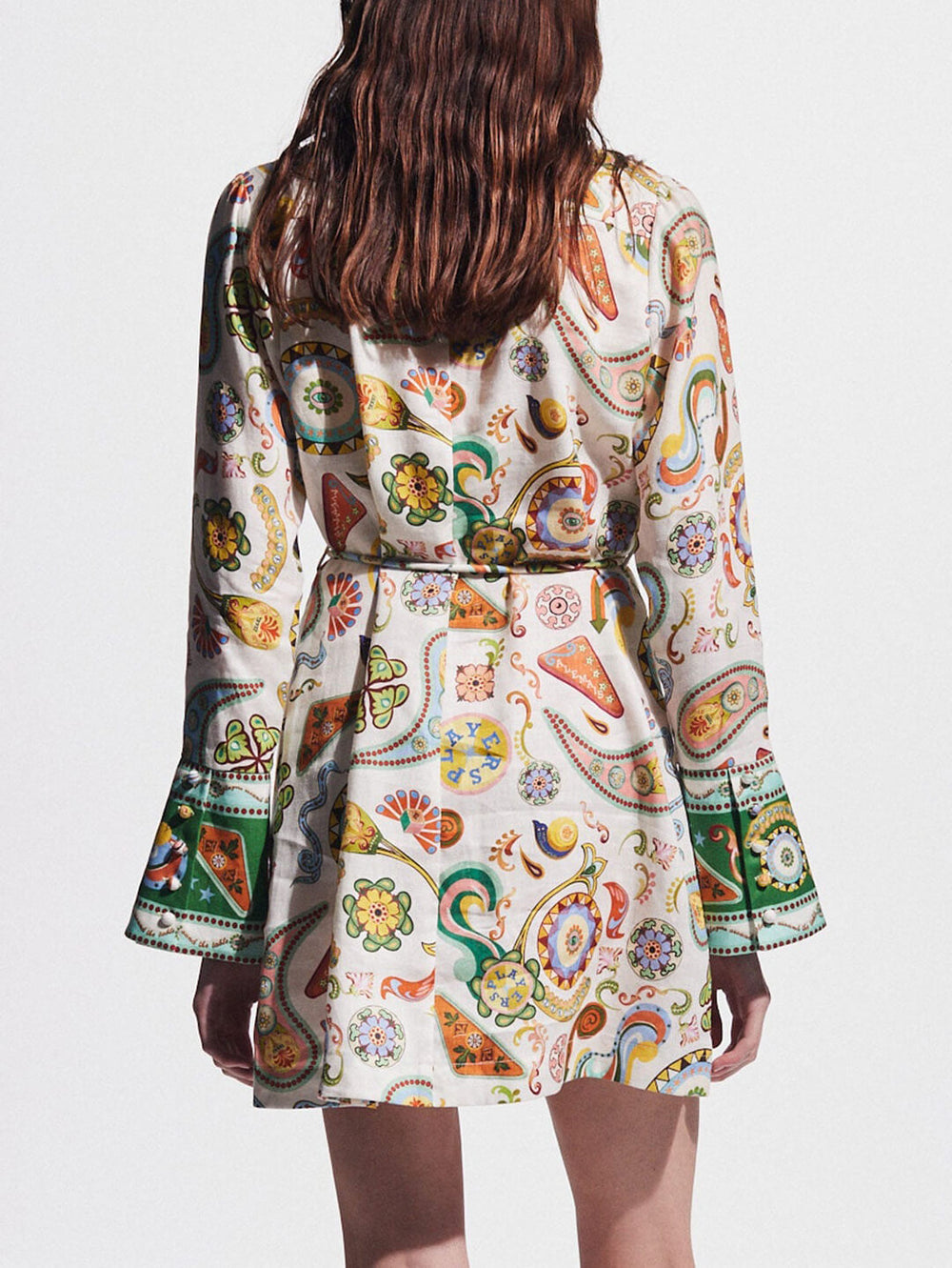 Exquisite And Fashionable Printed Trumpet Sleeve Mini Dress Newgew Dresses