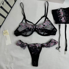 Embroidered netting three-piece set PinTow
