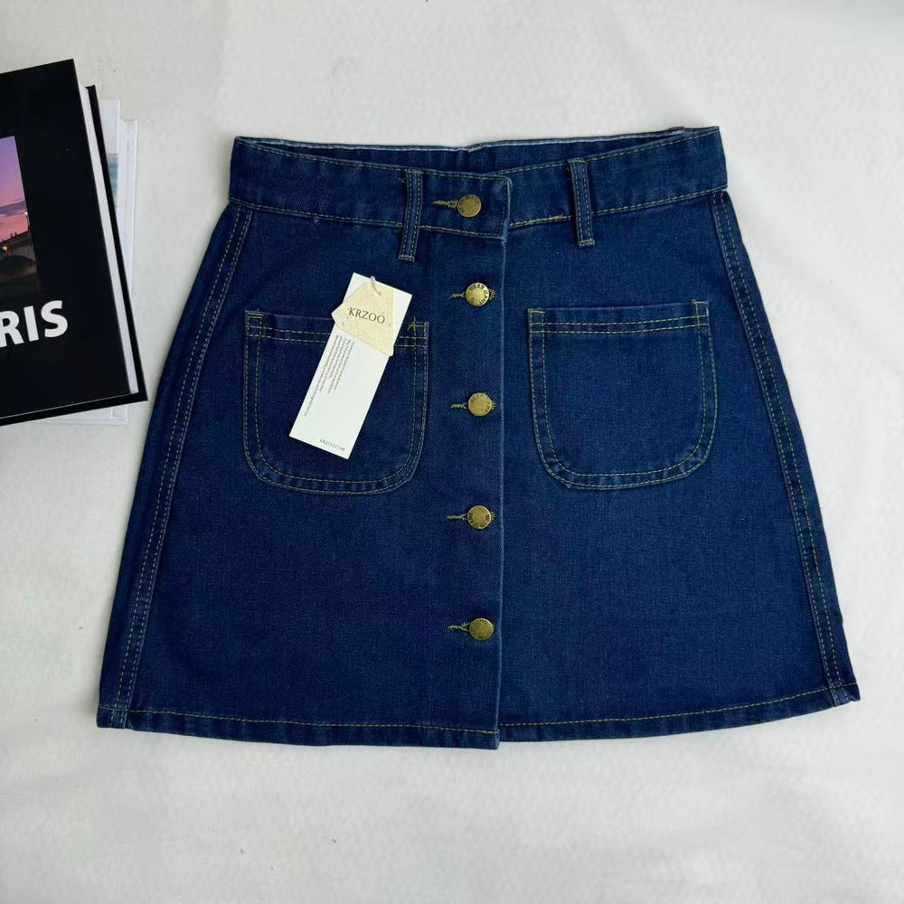 High-Waisted Button-Front Skirt PinTow