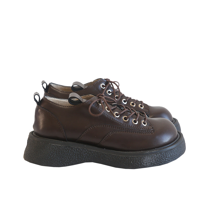 Women Retro Round Head Thick Soled Casual Shoes Newgew Shoes