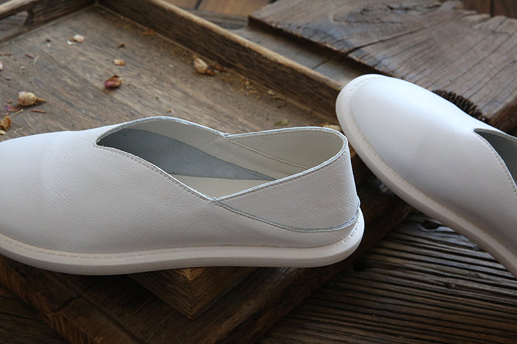 Women Retro Cowhide Leather Soft Casual Flats Newgew Shoes