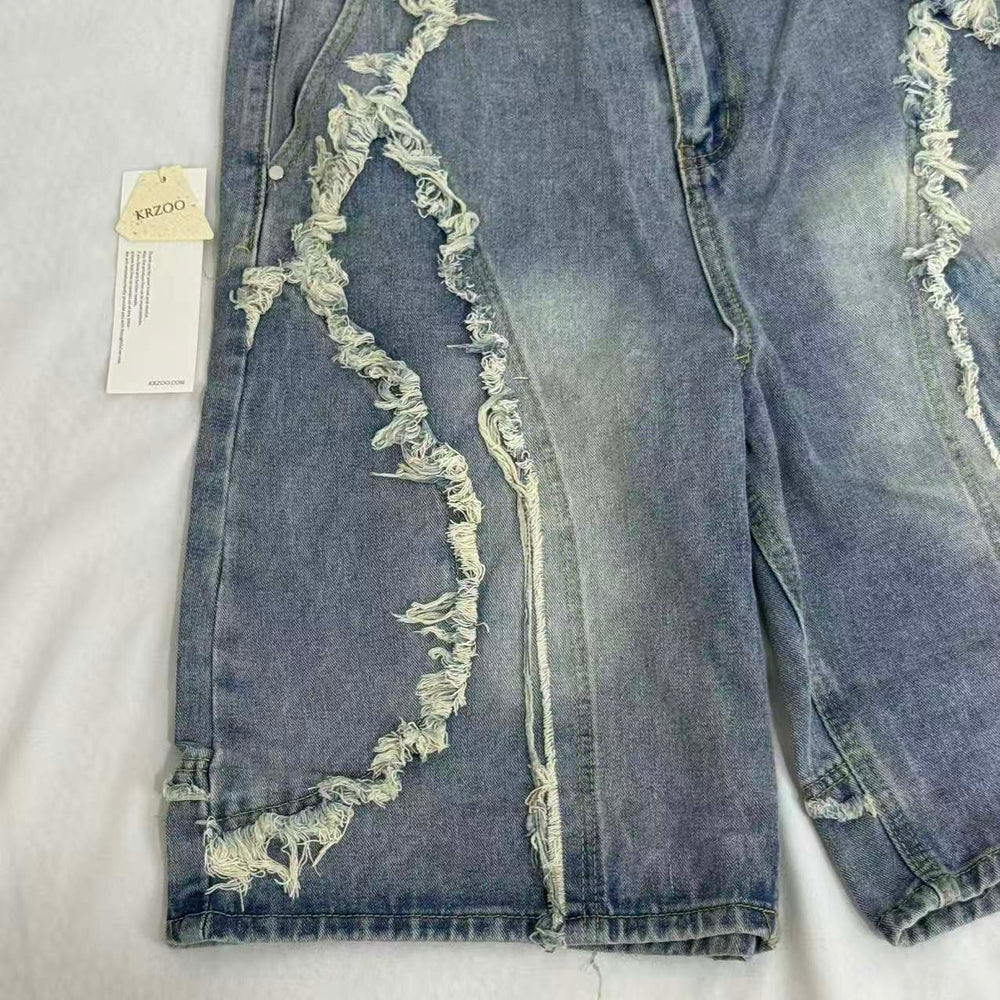 Vintage-Styled Cat Whisker Denim Shorts PinTow