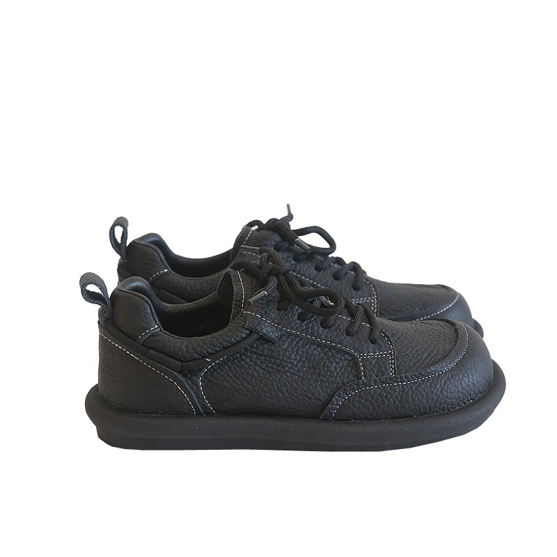 Women Retro Cowhide Patchwork Soft Casual Shoes Newgew Shoes