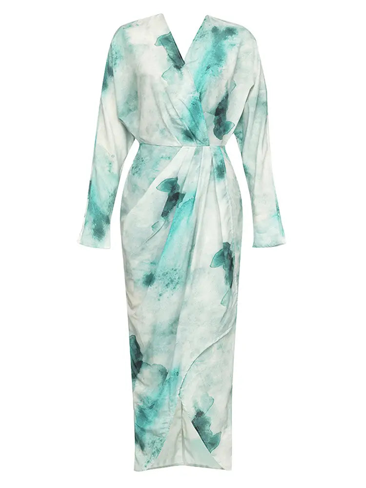 Vintage V-Neck Long Sleeve Dress Newgew Dresses