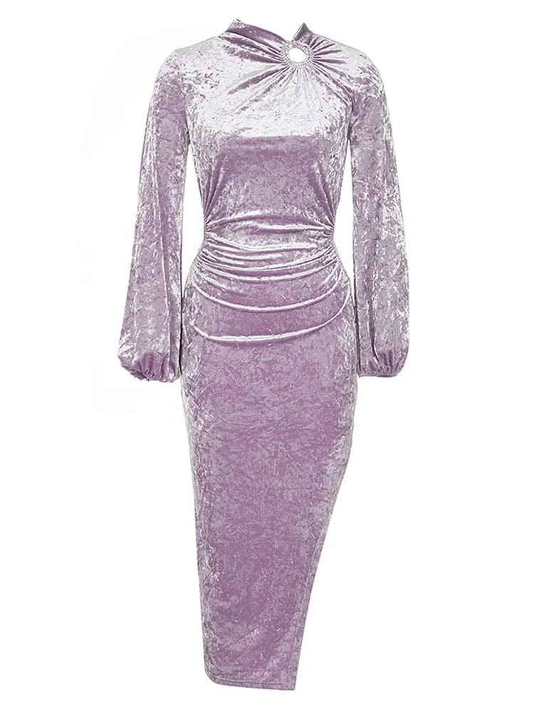 Elegant Velvet Round Neck Evening Gown Newgew Dresses