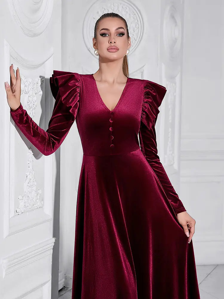 Elegant V-Neck Maxi Dress Newgew Dresses