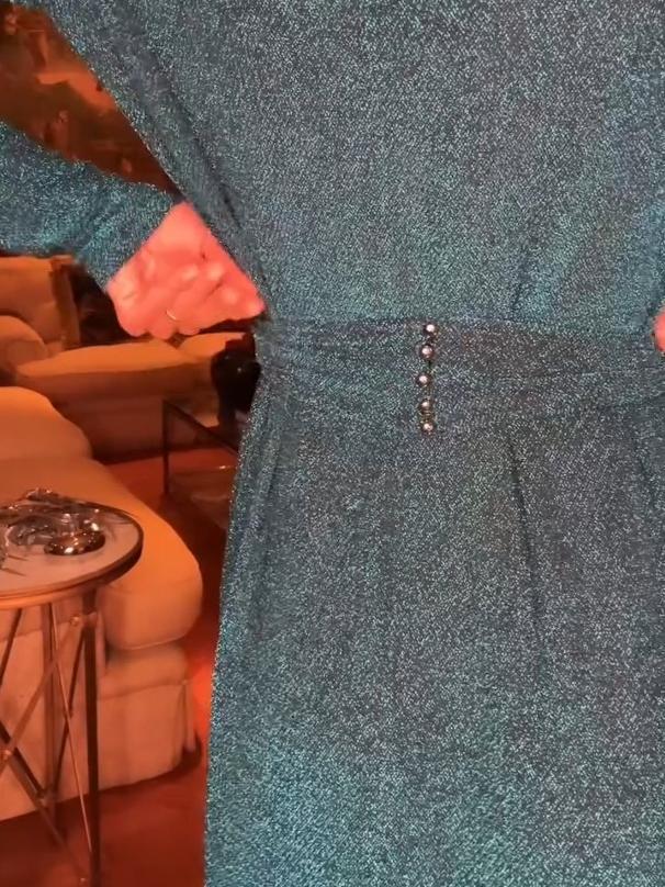 Blue Lurex Deep V-Neck Maxi Dress Newgew Dresses