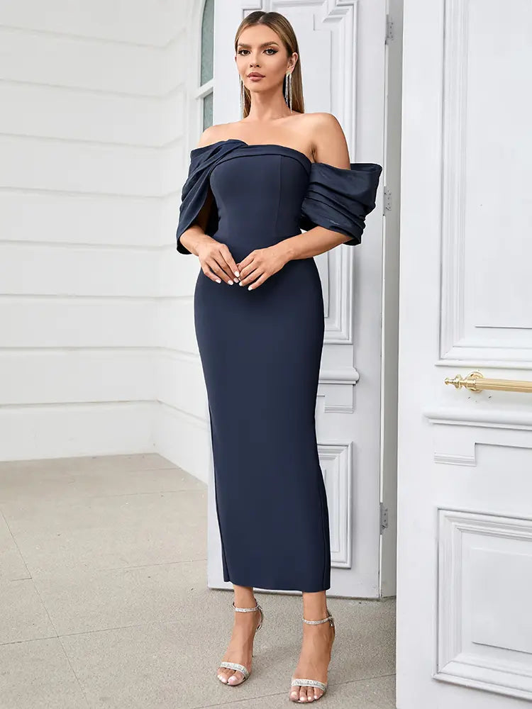 Pleated Bodycon Evening Gown Newgew Dresses