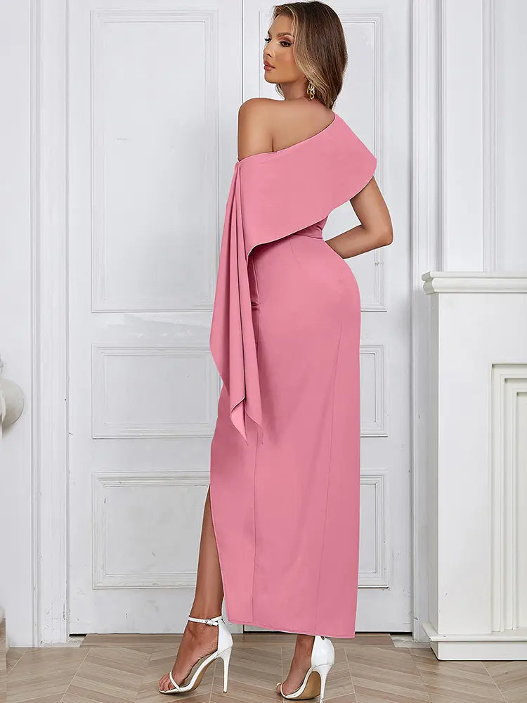 Chic Asymmetrical Shoulder Long Dress Newgew Dresses