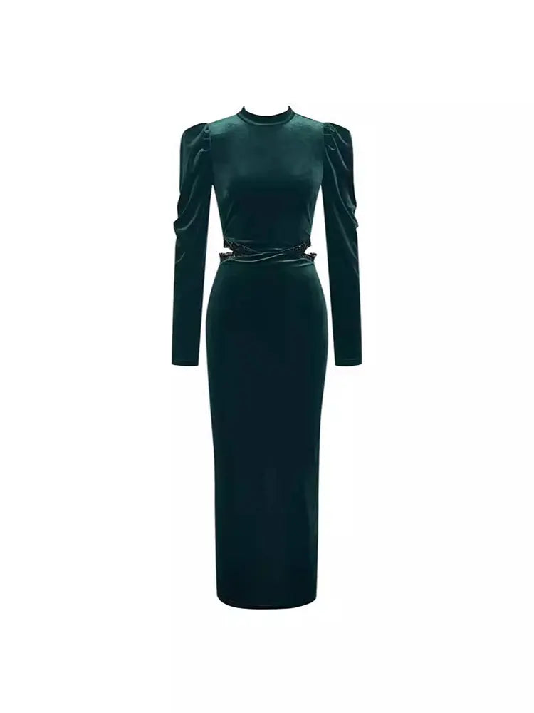 Velvet Lace Cutout Evening Dress Newgew Dresses