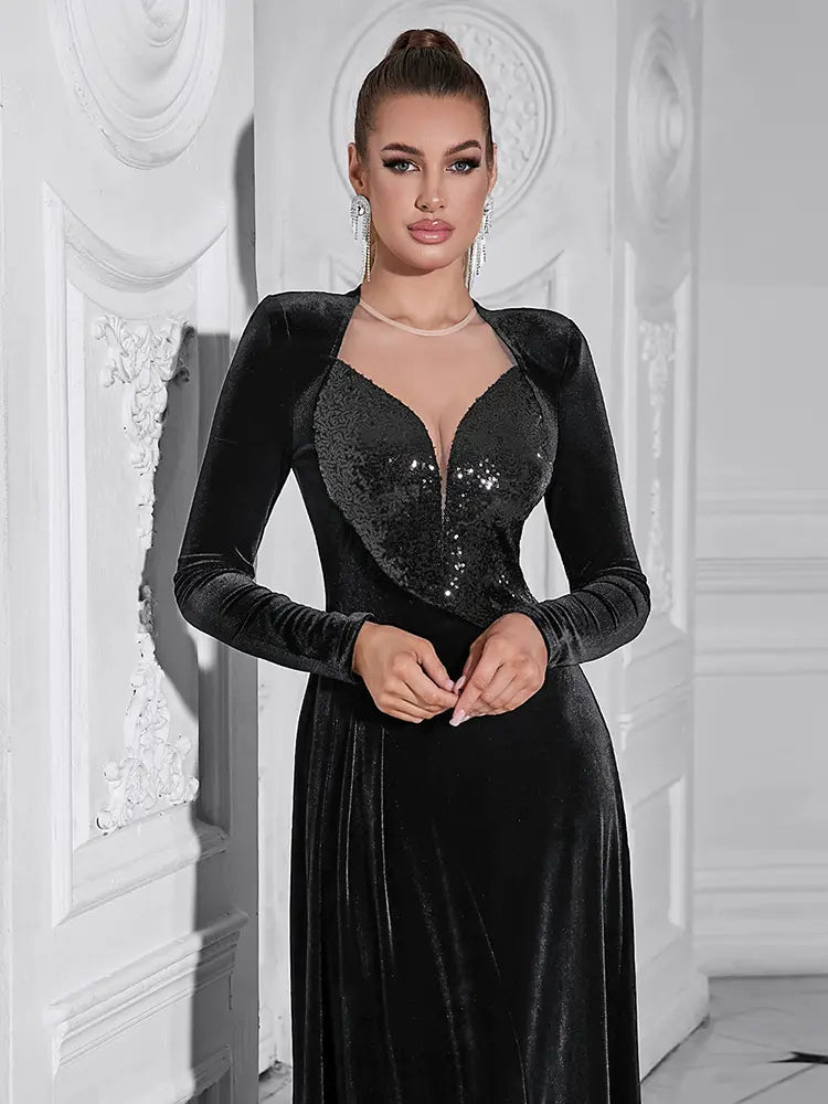Graceful Long Sleeve Evening Gown Newgew Dresses