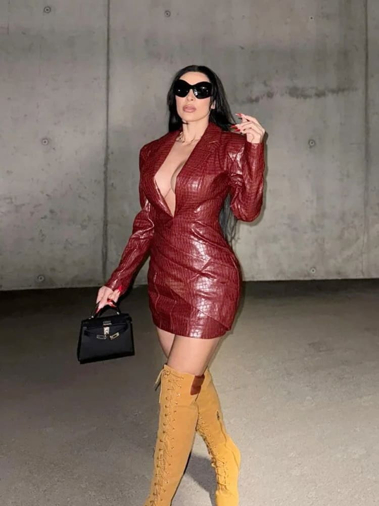 Plunging V Bodycon Dress Newgew Dresses