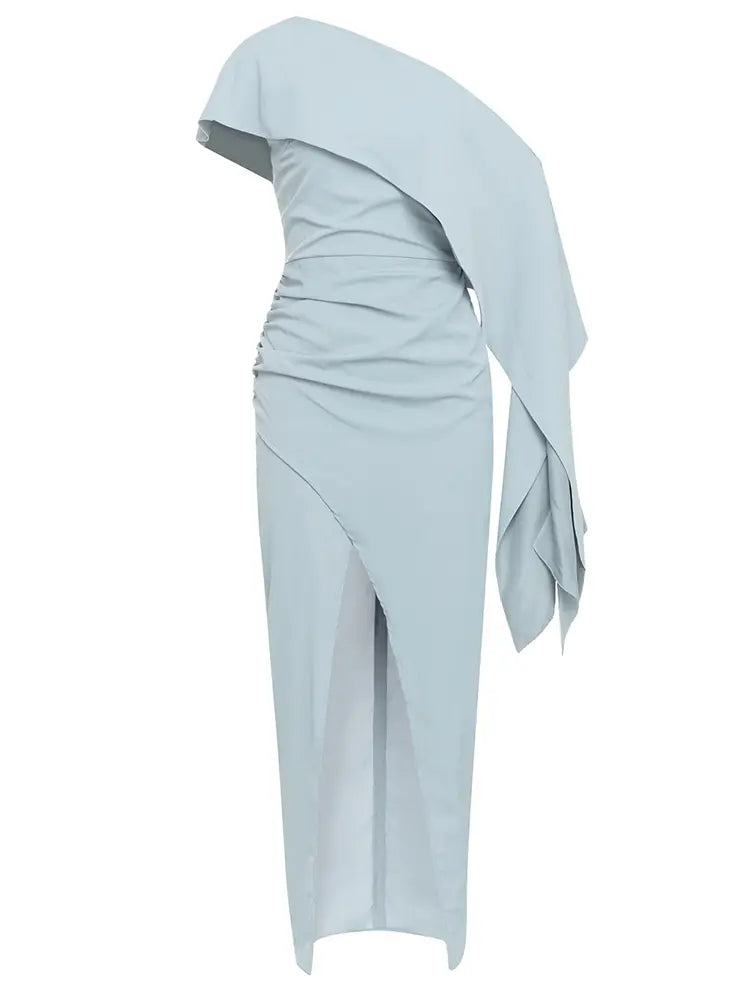 Chic Asymmetrical Shoulder Long Dress Newgew Dresses