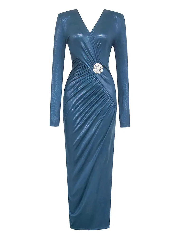 Vintage  Pleated Side Slit Dress Newgew Dresses