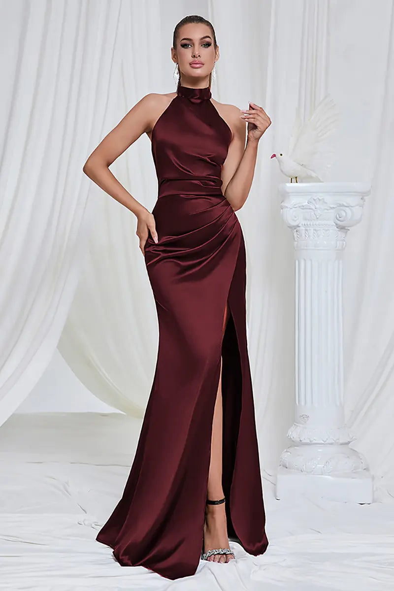 Halter Backless Slit Long Dress Newgew Dresses