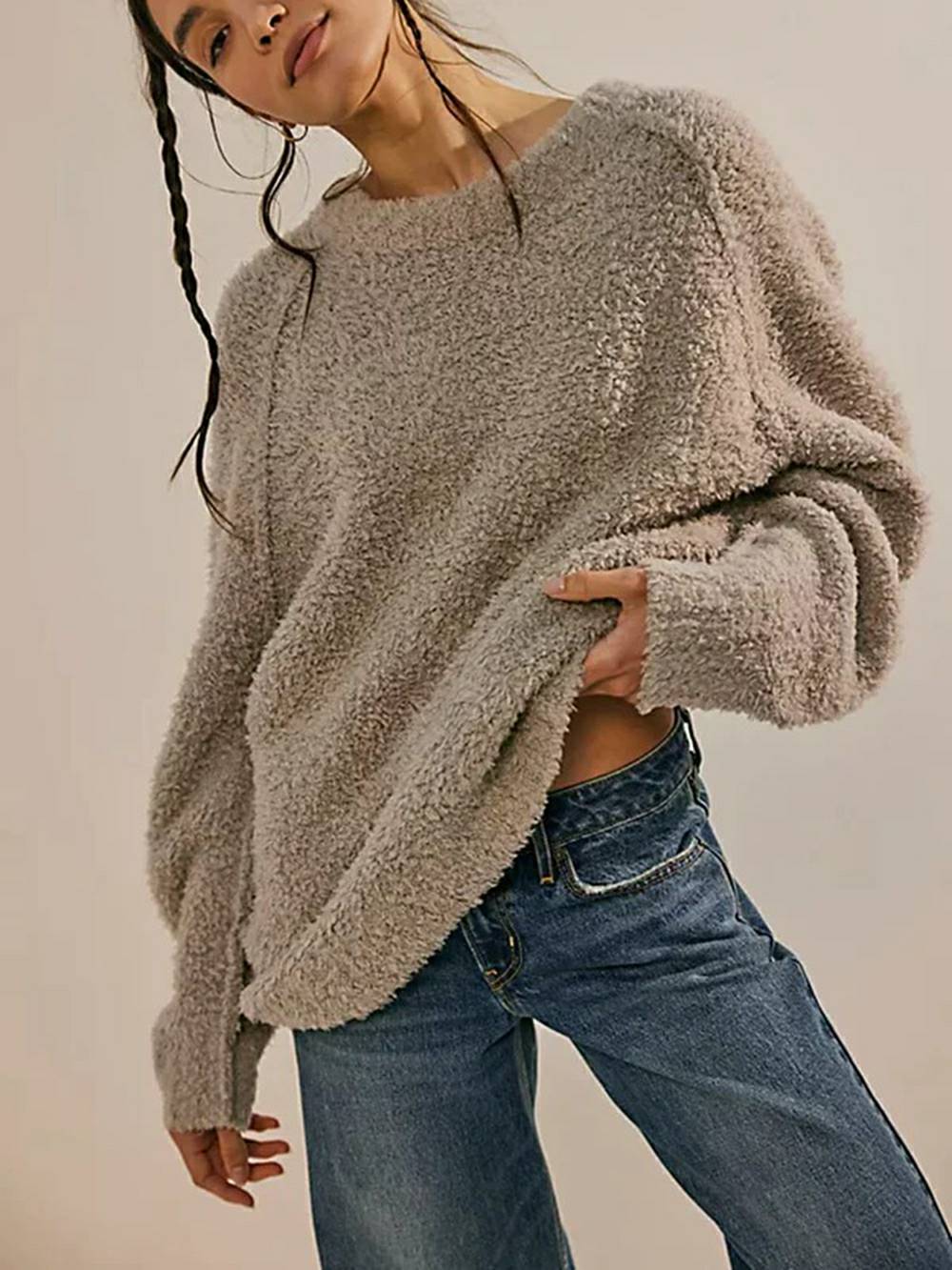 Lace Flowy Mini Dress & Teddy Sweater Newgew Dresses