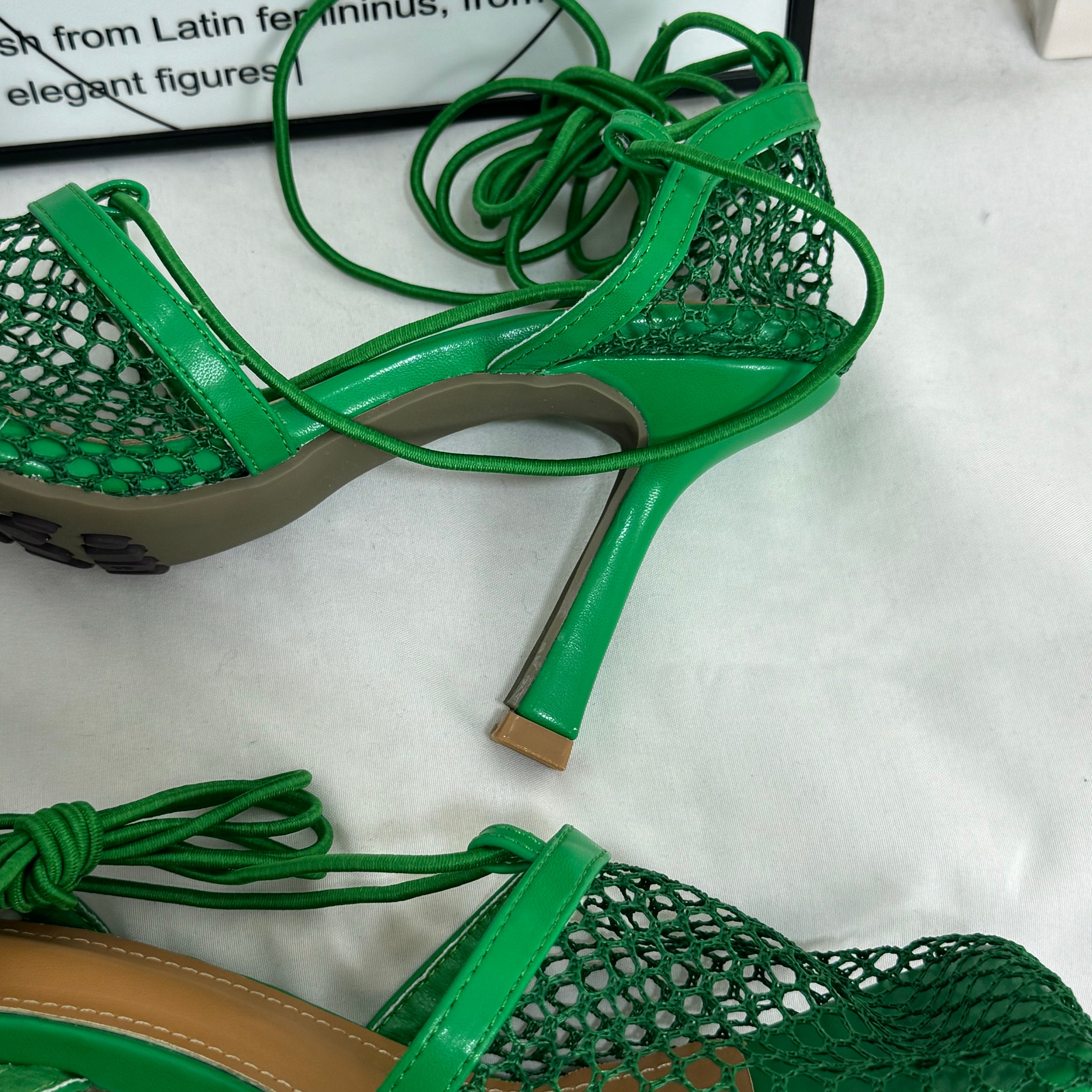 Square-Toe Lace-Up High-Heeled Shoes PinTow
