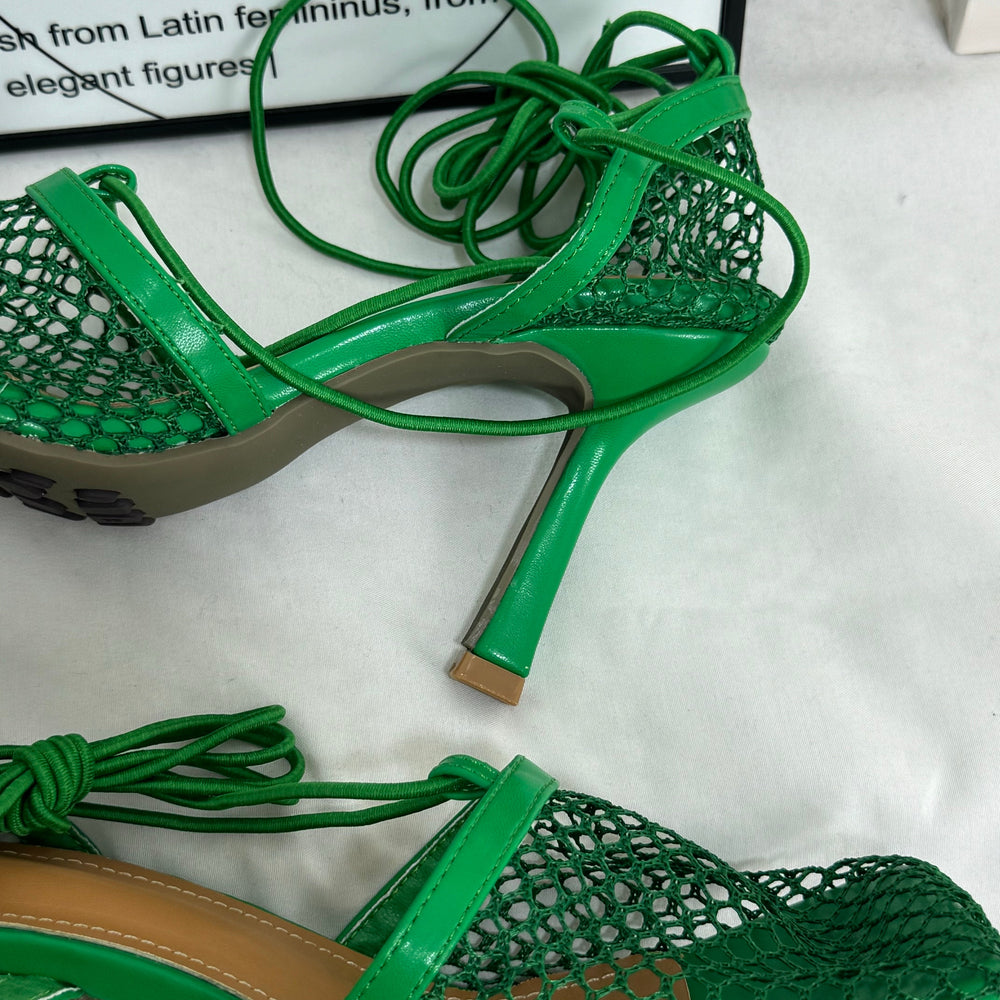 Square-Toe Lace-Up High-Heeled Shoes PinTow