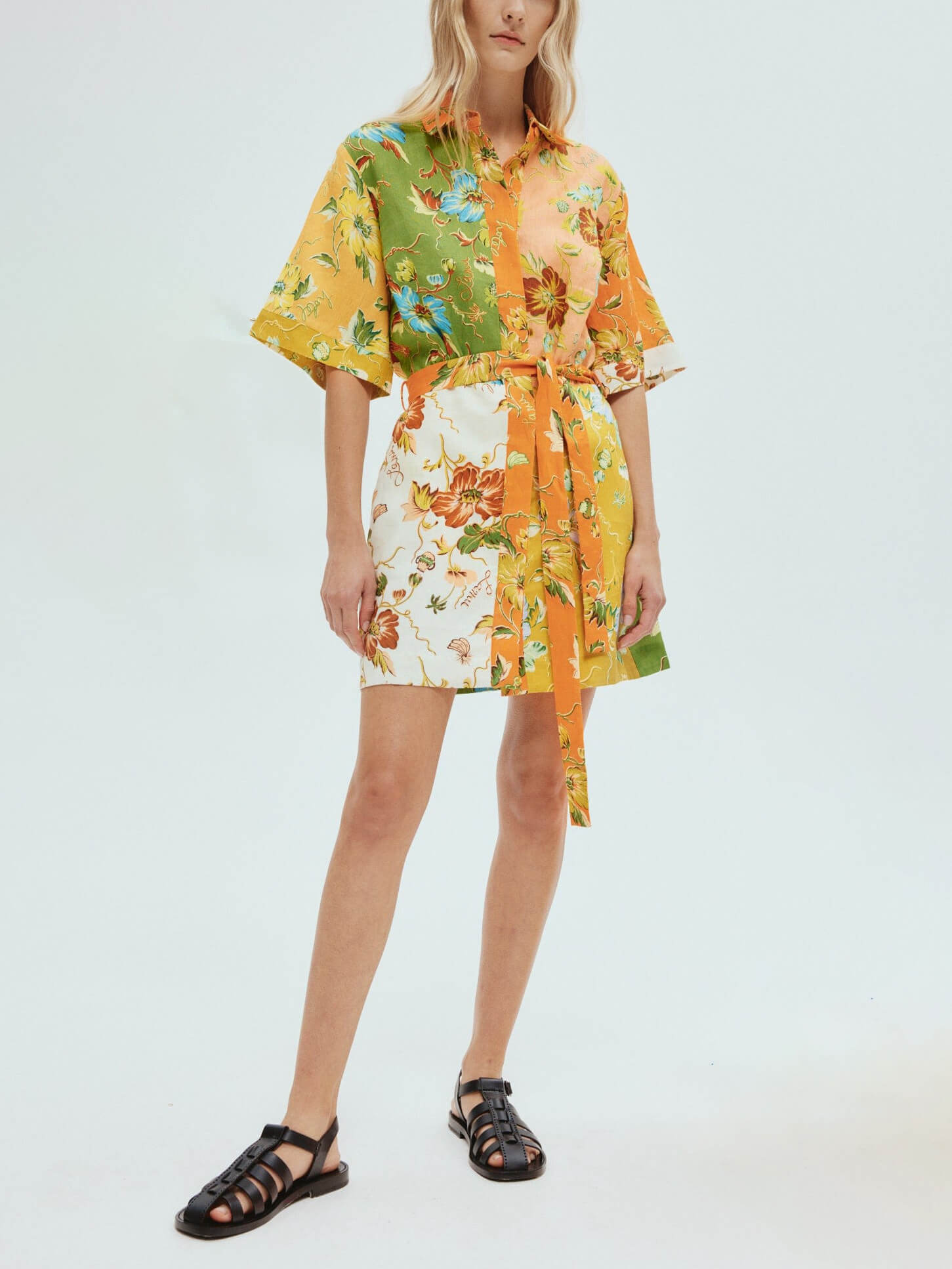 Unique contrasting floral print mini dress Newgew Dresses