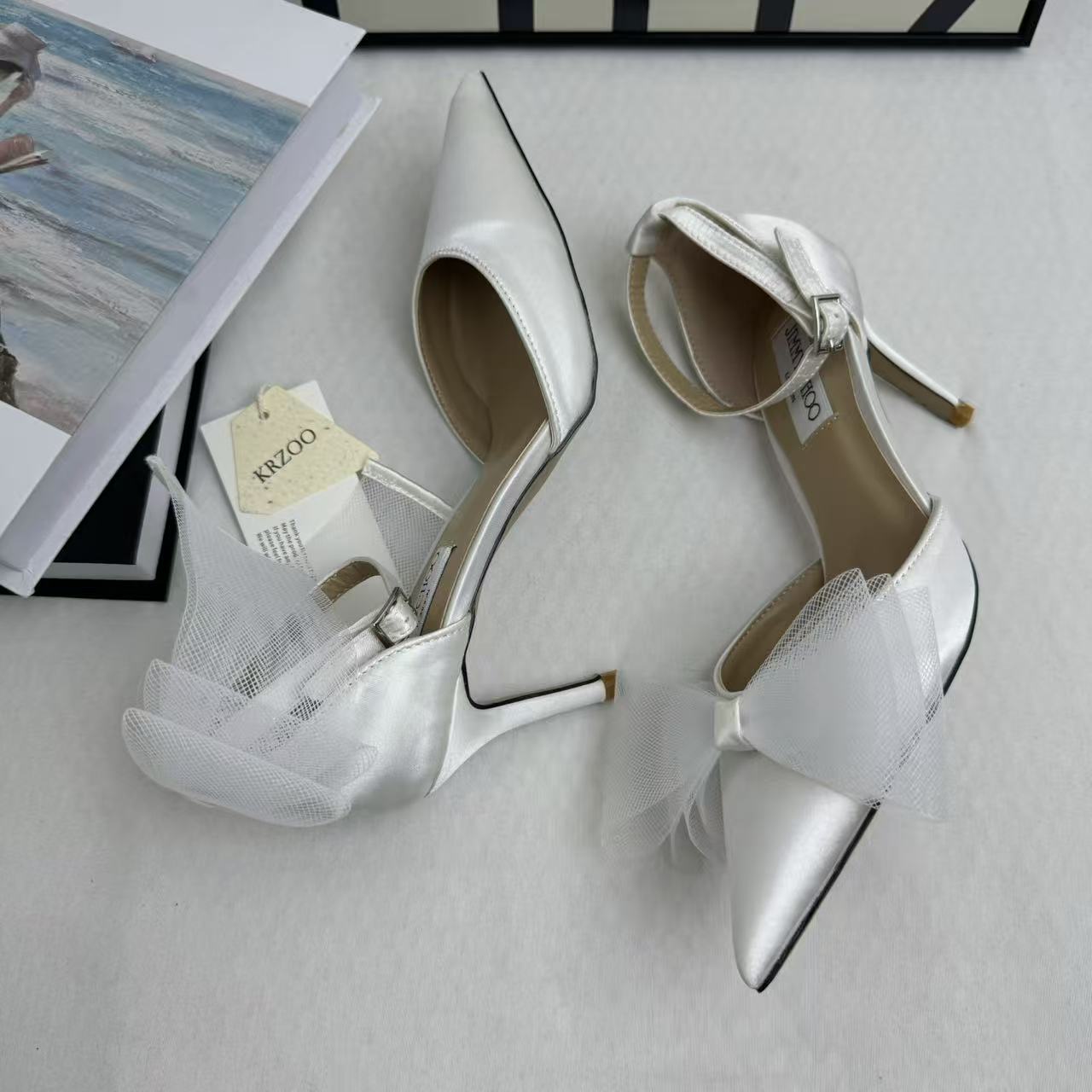Asymmetric Bow-Detail Low-Vamp Stiletto Heels PinTow