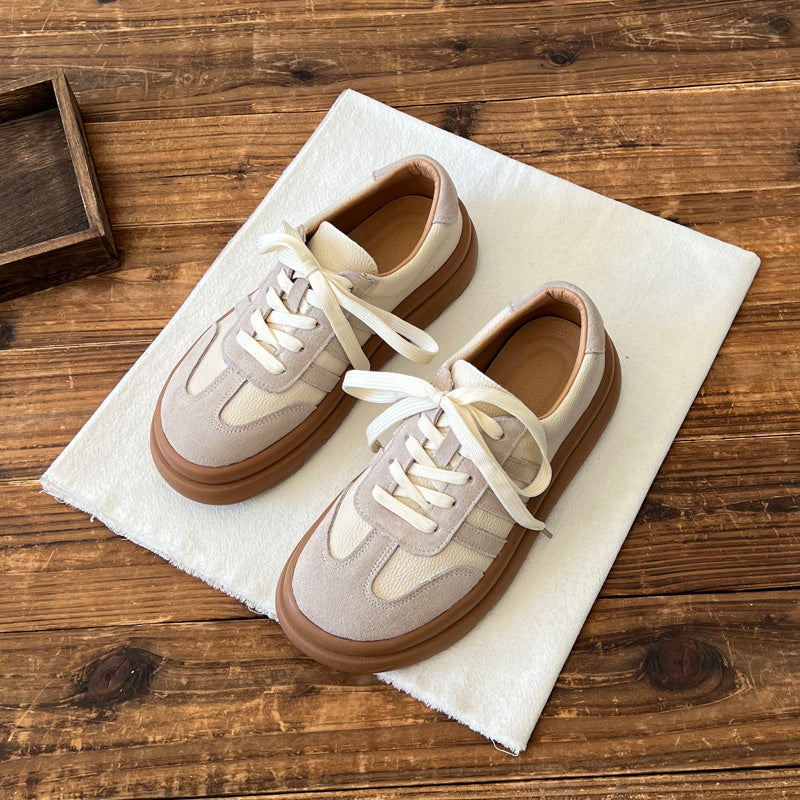 Women Patchwork Suede Leather Flat Casual Training Shoes Newgew Shoes