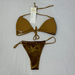 Gold Velvet Three-Piece Split Bikini PinTow