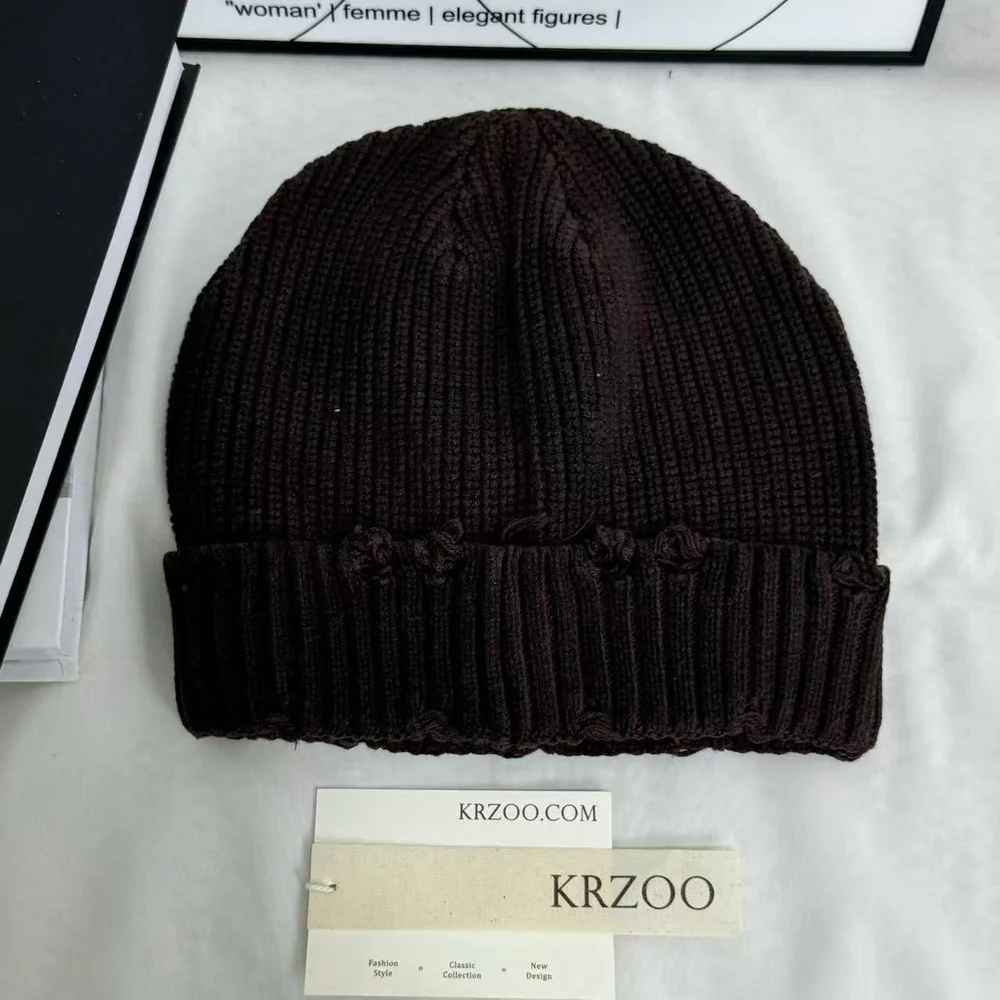 Distressed Ripped Knit Hat PinTow