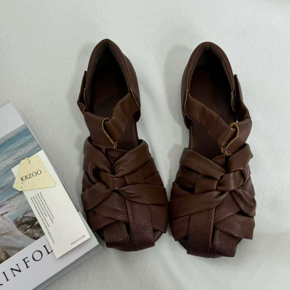 Hand-Woven Top-Grain Leather Sandals PinTow