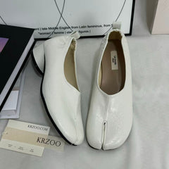 Retro Split-Toe Chunky Heeled Loafers PinTow