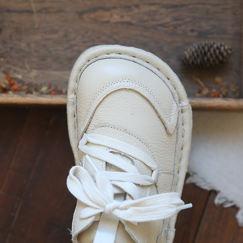 Women Retro Casual Leather Thick Soled Shoes Newgew Shoes