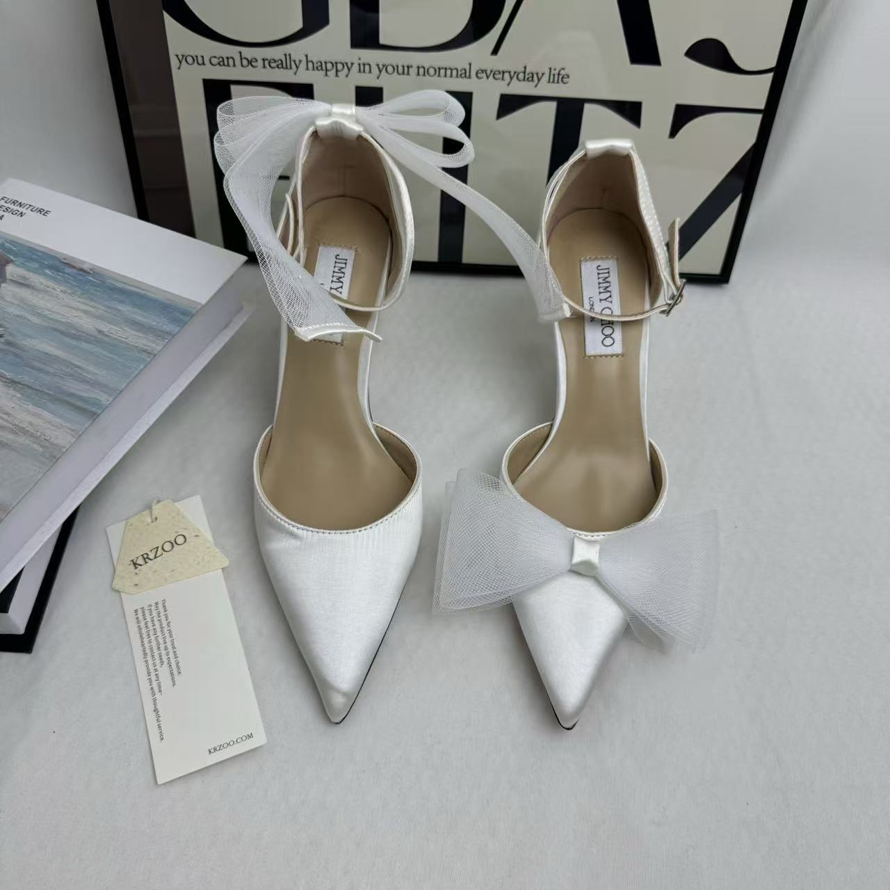 Asymmetric Bow-Detail Low-Vamp Stiletto Heels PinTow