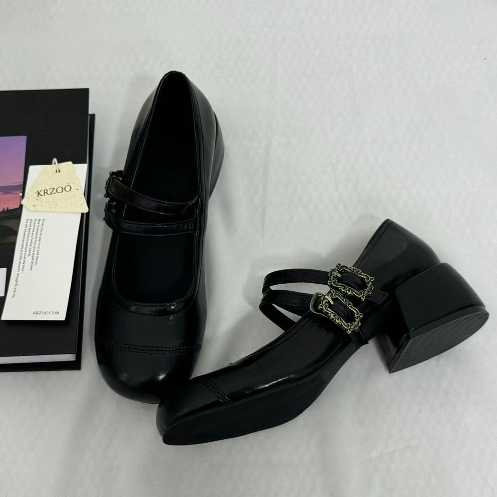 Retro-Style Color-Block Low-Cut Mary Janes PinTow