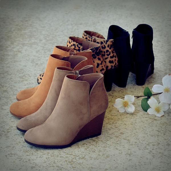 Side Slit Wedge Booties NewGew