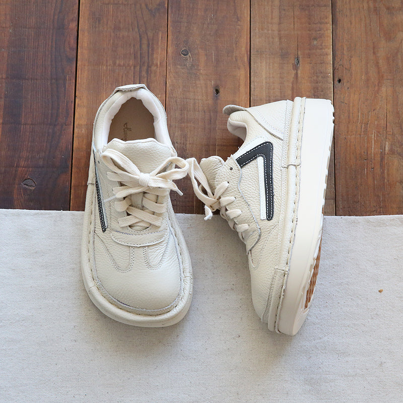 Women Casual Color Matching Patchwork Leather Shoes Newgew Shoes