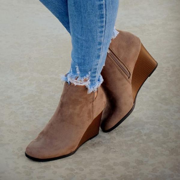Side Slit Wedge Booties NewGew