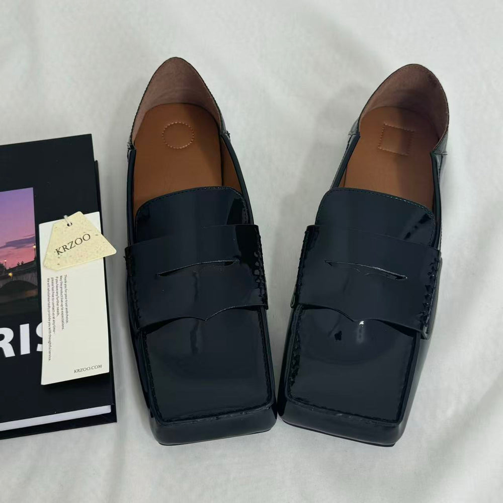Slip-On Square-Toed Leather Shoes PinTow