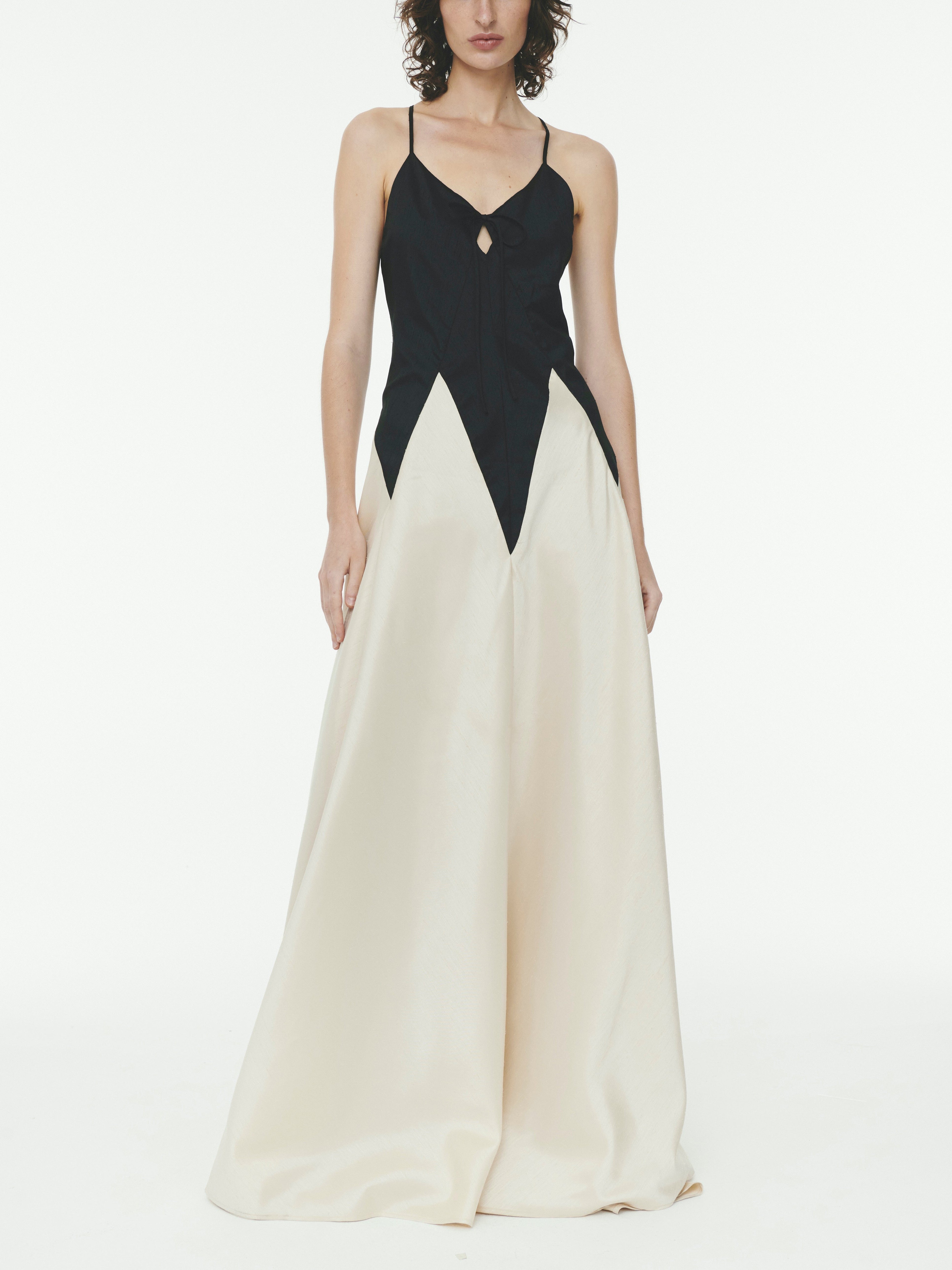 Fashion Contrasting Stitching Slim Suspender Maxi Dress Newgew Dresses