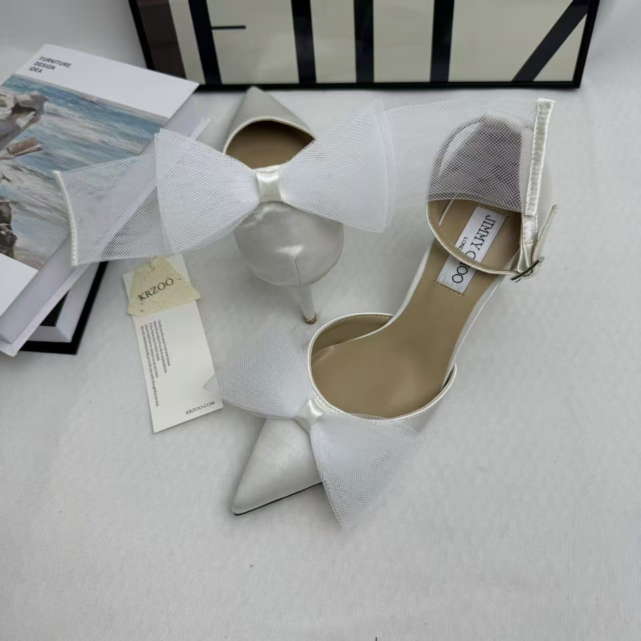 Asymmetric Bow-Detail Low-Vamp Stiletto Heels PinTow