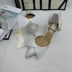 Asymmetric Bow-Detail Low-Vamp Stiletto Heels PinTow