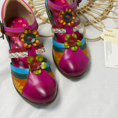 Floral Color-Block Wedge Heels PinTow