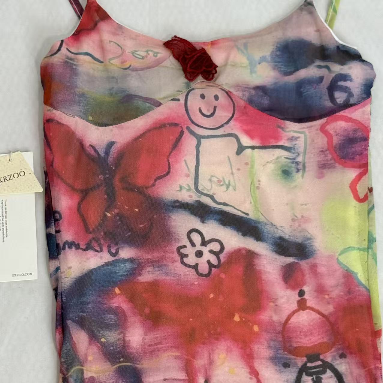 Butterfly Graffiti Print Cami Dress PinTow