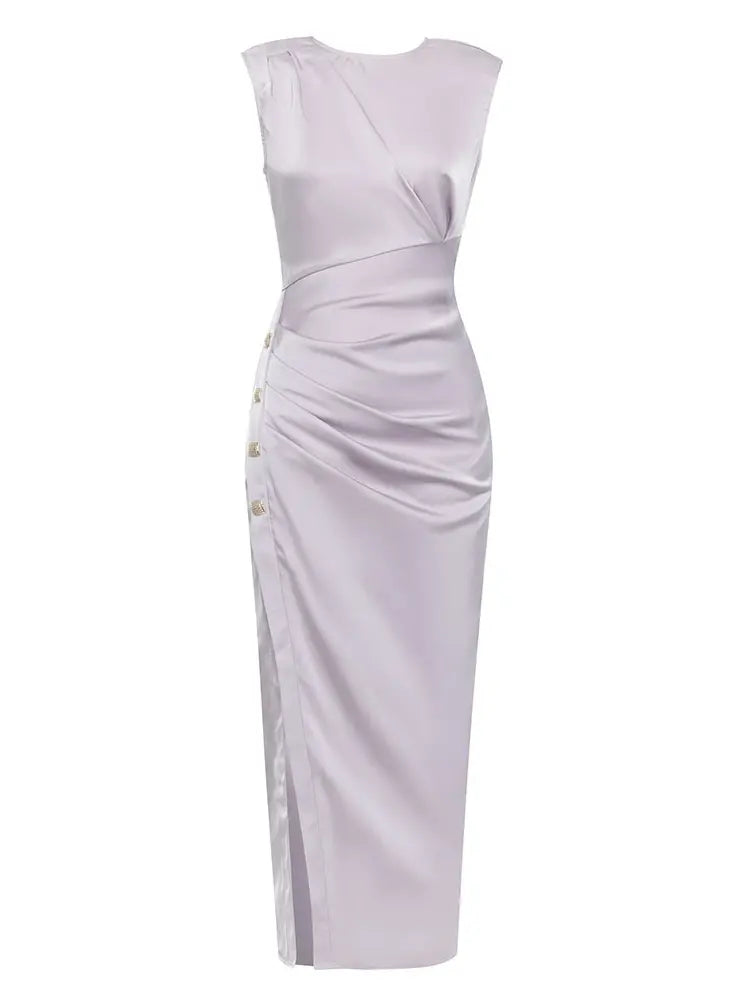 Minimalist Ruched Satin Dress Newgew Dresses
