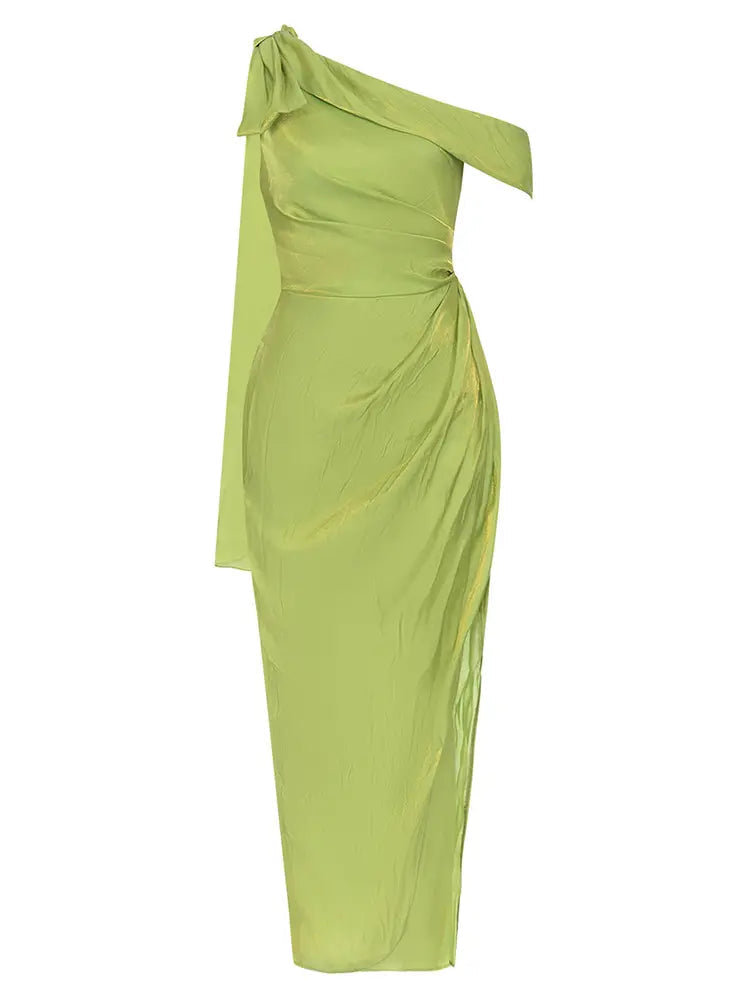 Asymmetric Shoulder Long Evening Dress Newgew Dresses